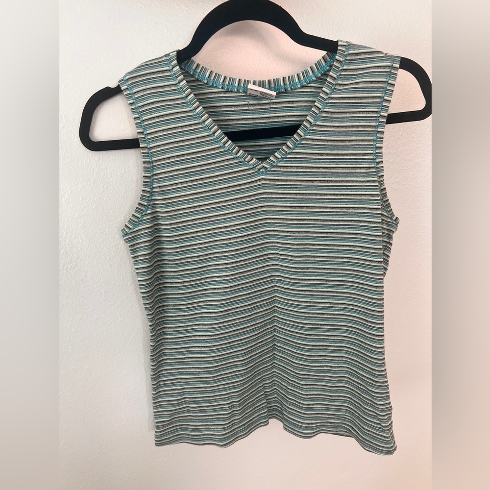 Columbia Striped Tank Top - Teal and White